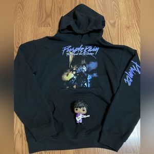 PRINCE AND THE REVOLUTION PURPLE RAIN HOODIE AND FUNKO POP